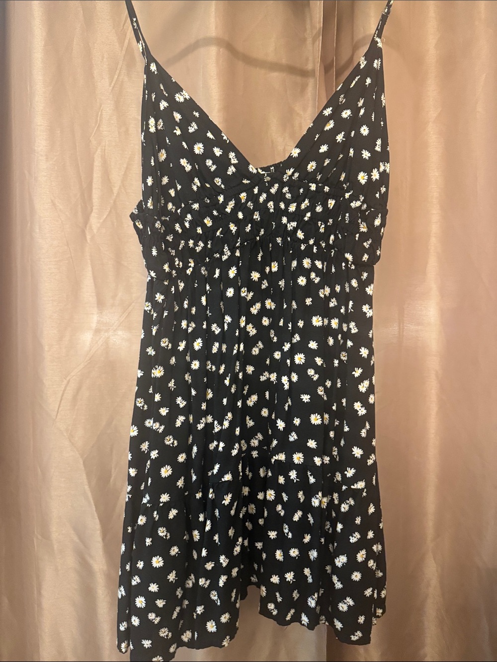 Aeropostale Black Mini Dress with White & Yellow Daisy Print